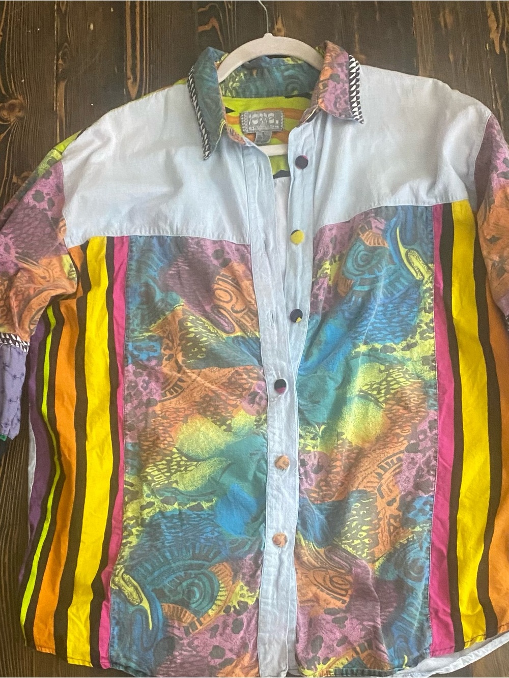 Retro Abstract Multicolor Women’s Button Down Shirt